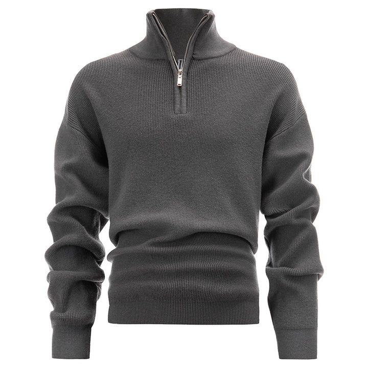 Herren-Strickpullover mit hohem Kragen und Reißverschluss