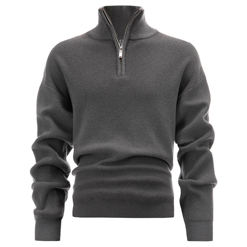 Herren-Strickpullover mit hohem Kragen und Reißverschluss