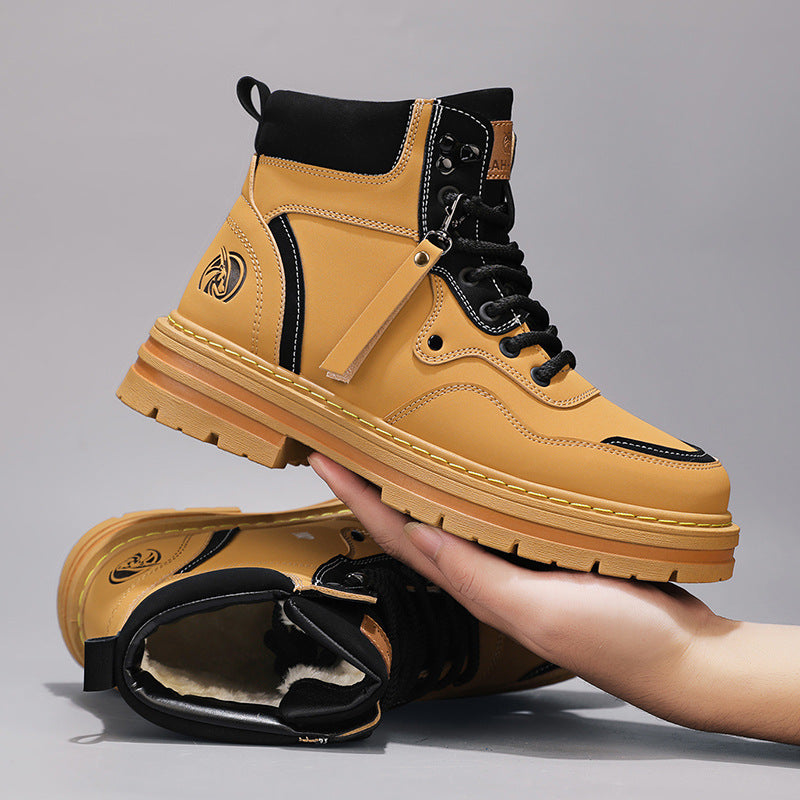 Herren-Stiefel, High-Top, Leder, Vintage-Stil, Winter