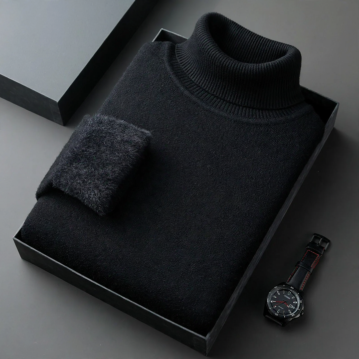 Herren-Strickpullover mit Rollkragen und Wollanteil