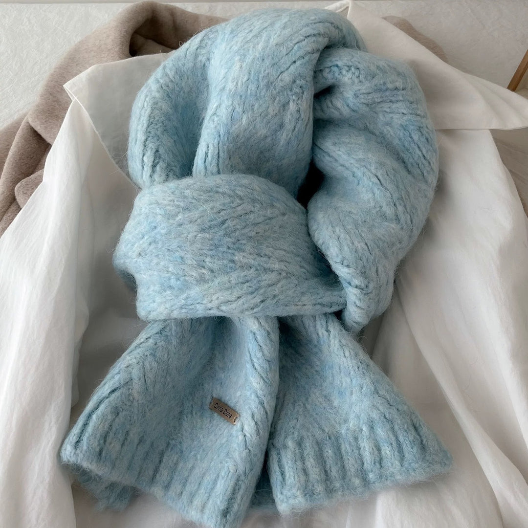 Einfarbiger Alpakawoll-Mischgewebe Strickschal, 22x162 cm