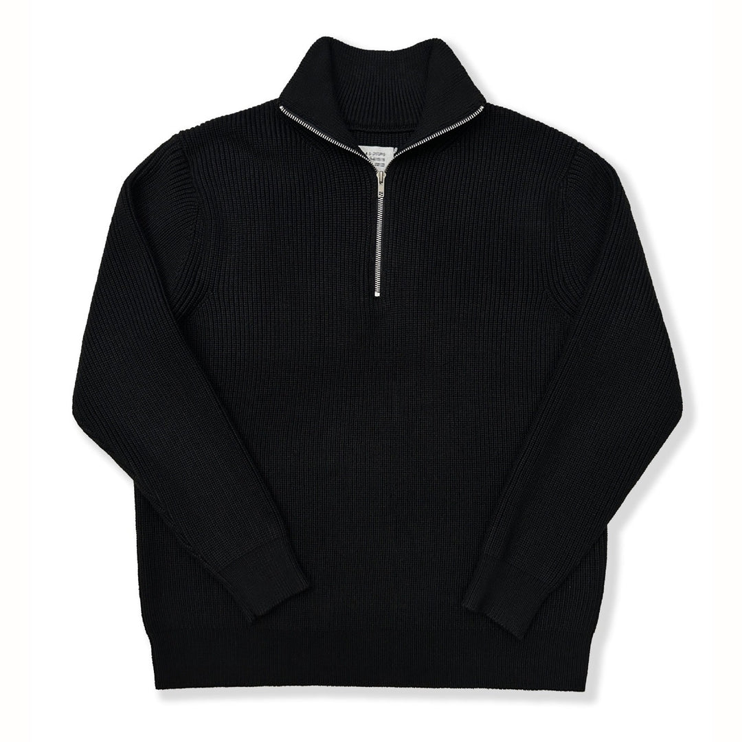 Unisex-Strickpullover mit Reißverschluss und Stehkragen