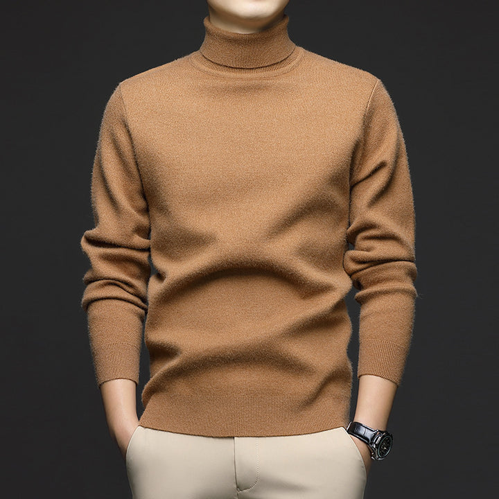 Herren-Rollkragenpullover, gestrickt, warm, für den Winter