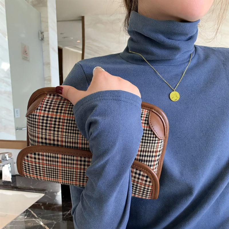 Damen-Rollkragen-Langarmshirt mit doppelseitigem Fleece