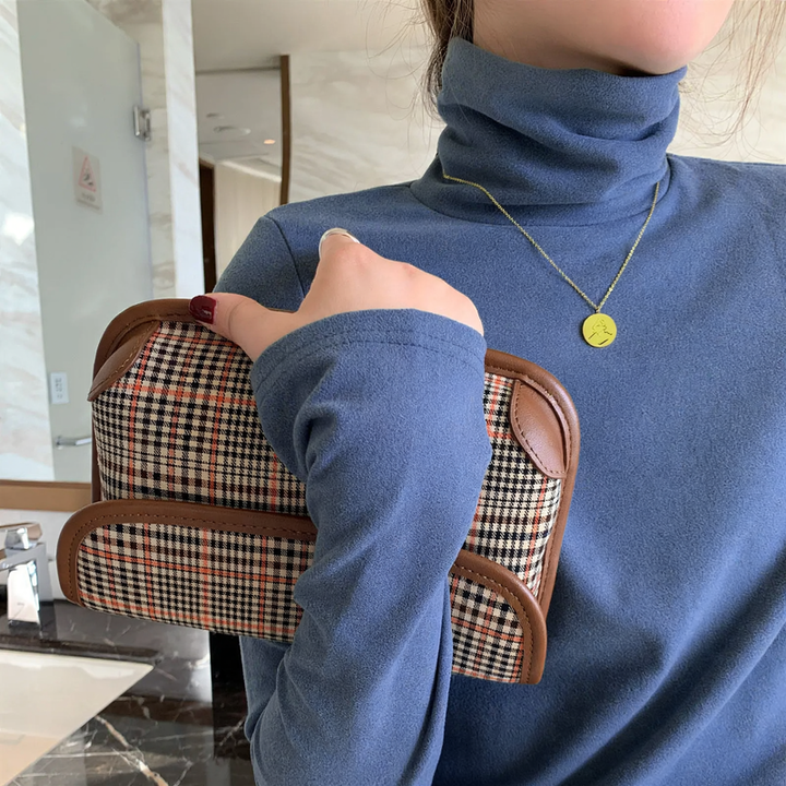 Damen-Rollkragen-Langarmshirt mit doppelseitigem Fleece