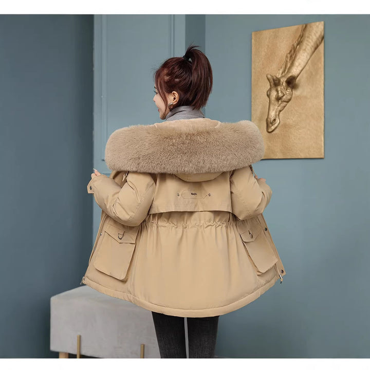 Lockerer Damen-Parka mit Kunstfellkragen