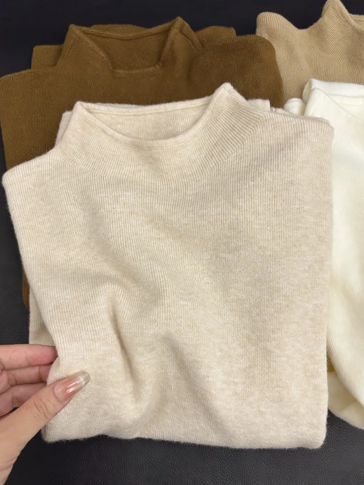 Eleganter Damen-Strickpullover mit halbem Kragen