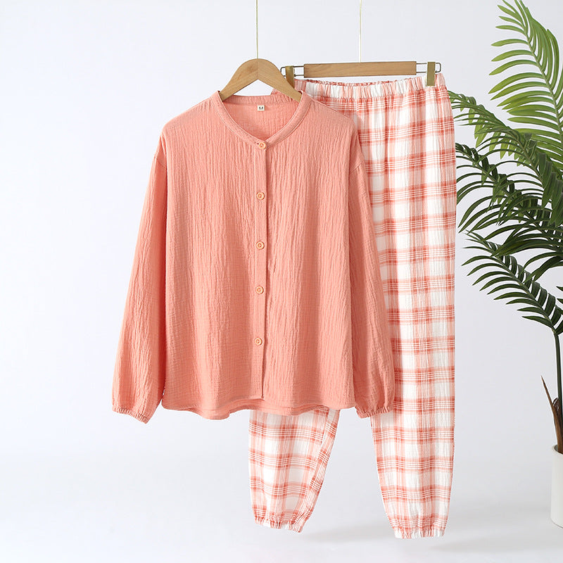 Damen-Hausanzug aus doppellagigem Baumwoll-Musselin