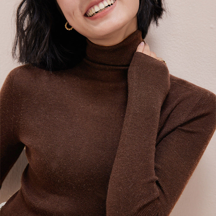 Damen-Wollpullover mit Stehkragen, 100% Wolle