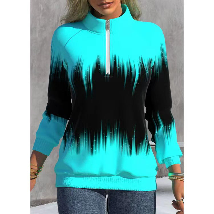 Damen-Sweatshirt mit Farbverlauf und Reißverschluss