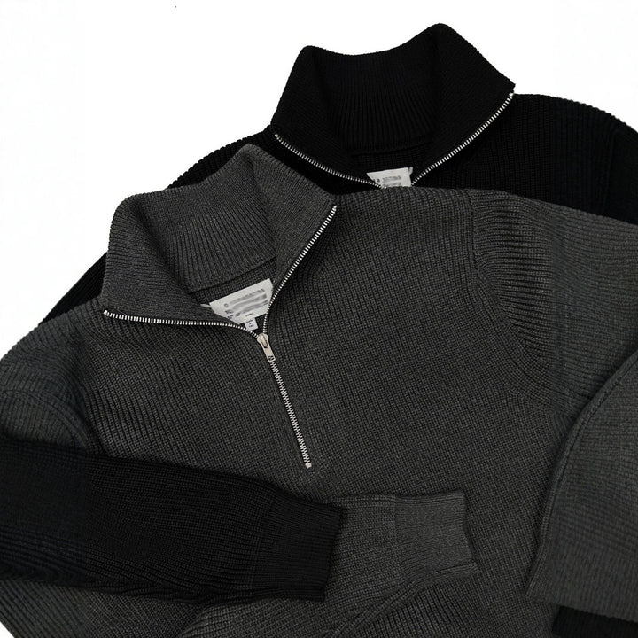 Unisex-Strickpullover mit Reißverschluss, Baumwollmischung