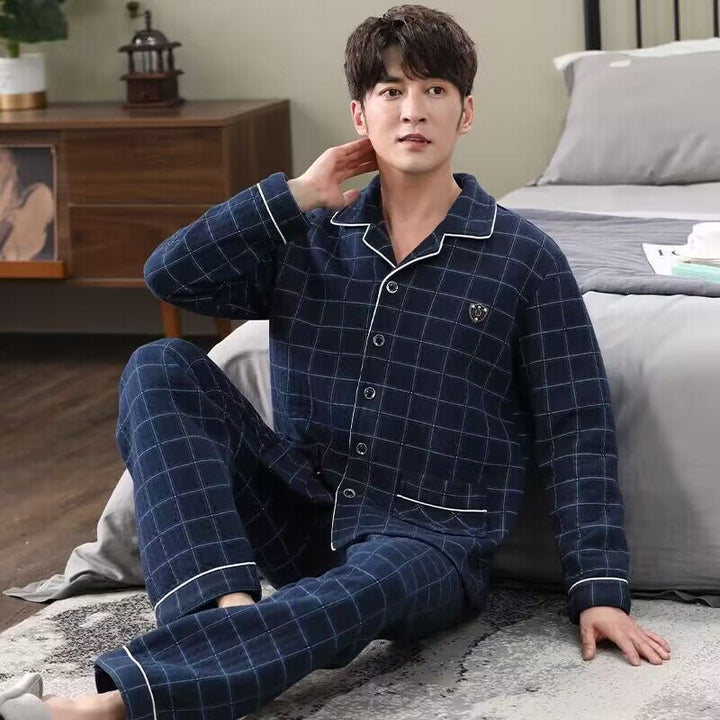 Gefütterter Baumwoll-Schlafanzug für Herren