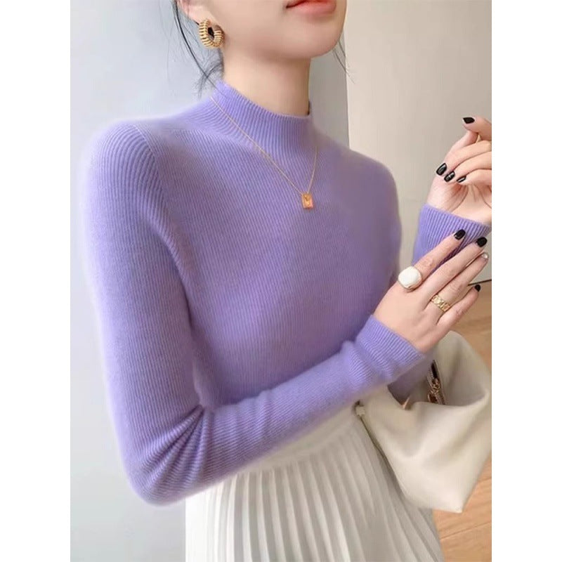 Damen-Strickpullover mit Stehkragen, figurbetont
