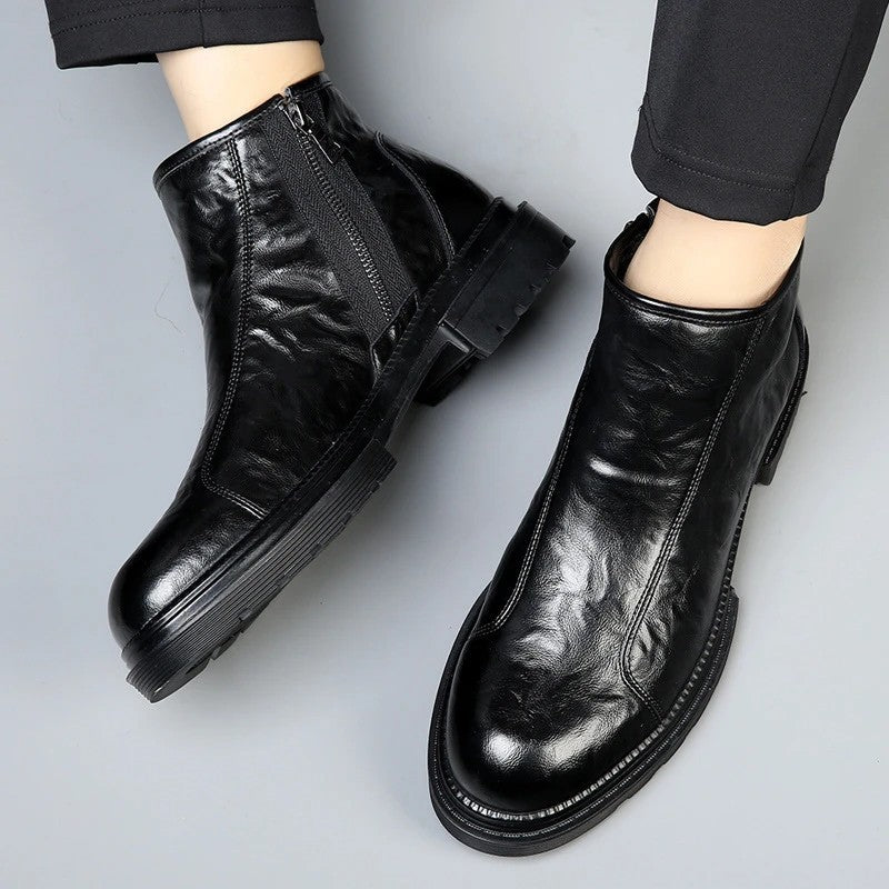 Herren-Lederstiefel mit Reißverschluss, gefüttert