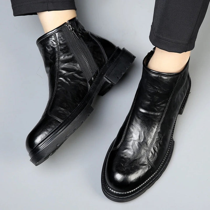 Herren-Lederstiefel mit Reißverschluss, gefüttert