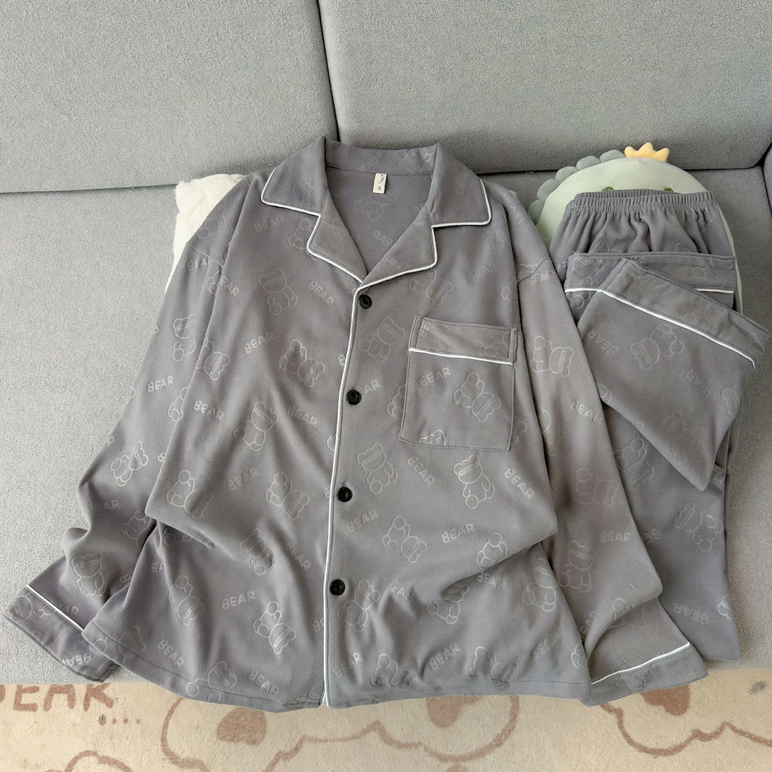 Herren-Pyjama-Set, warmes Thermomaterial, lockere Passform