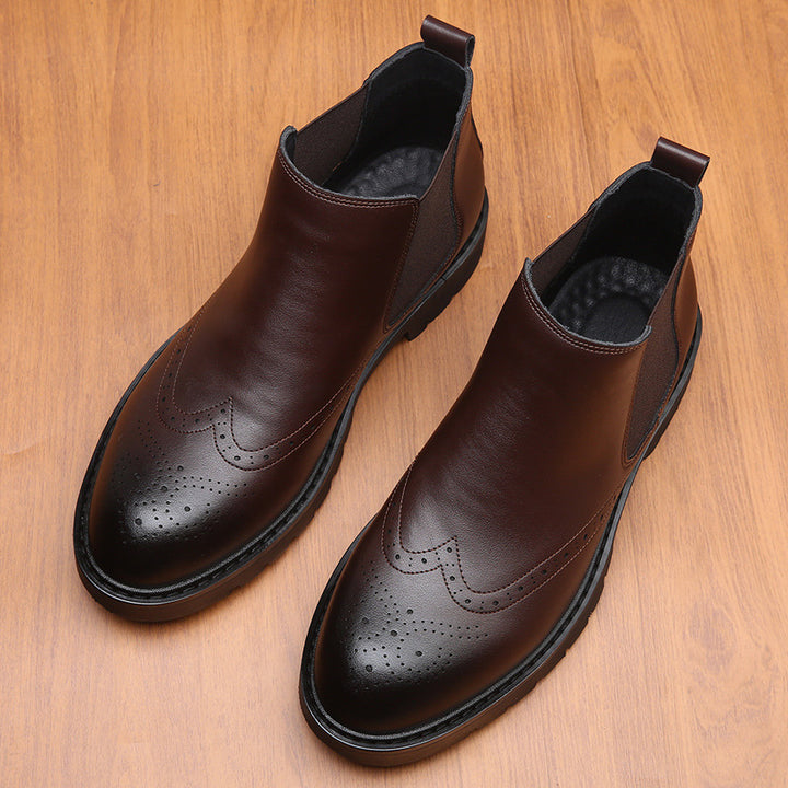 Klassische Herren-Chelsea-Boots mit Brogue-Details