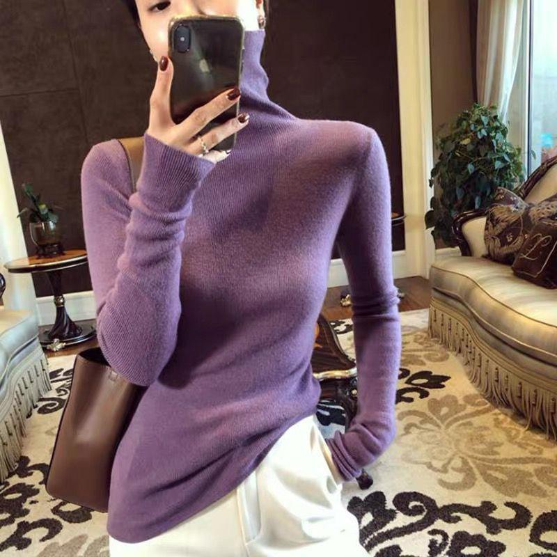 Damen-Pullover mit Stehkragen, schmal geschnitten