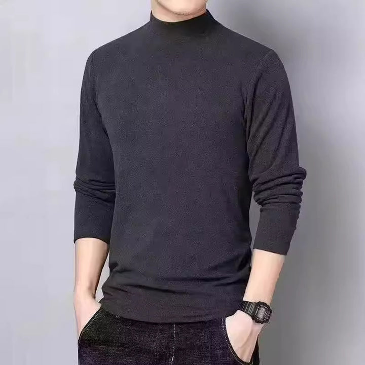 Herren-Langarmshirt mit Stehkragen, gefüttert