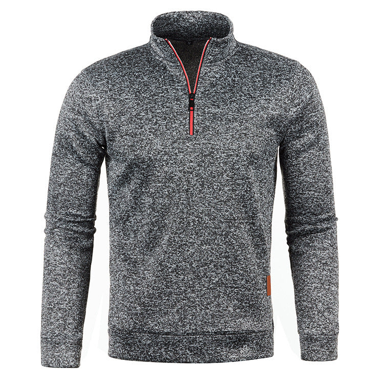 Herren-Strickpullover mit Stehkragen und Reißverschluss