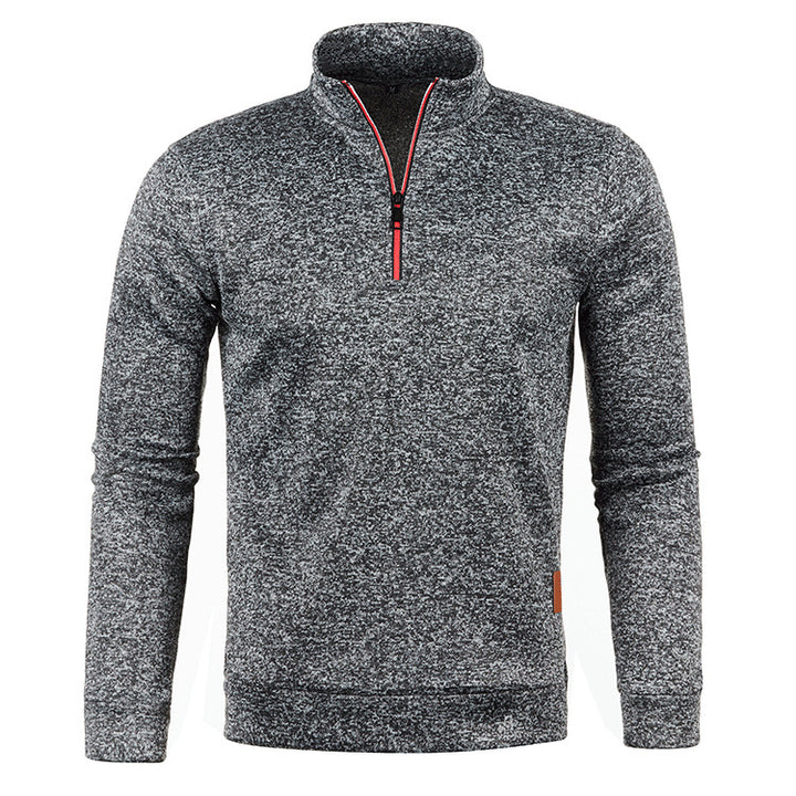 Herren-Strickpullover mit Stehkragen und Reißverschluss