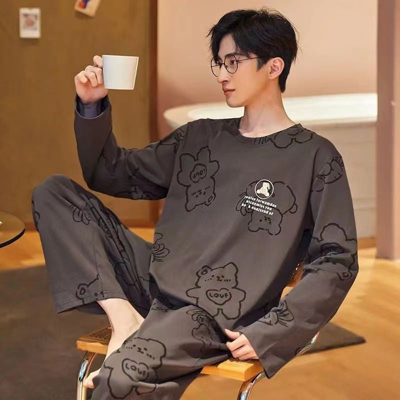 Herren-Pyjama-Set, Langarm, locker geschnitten