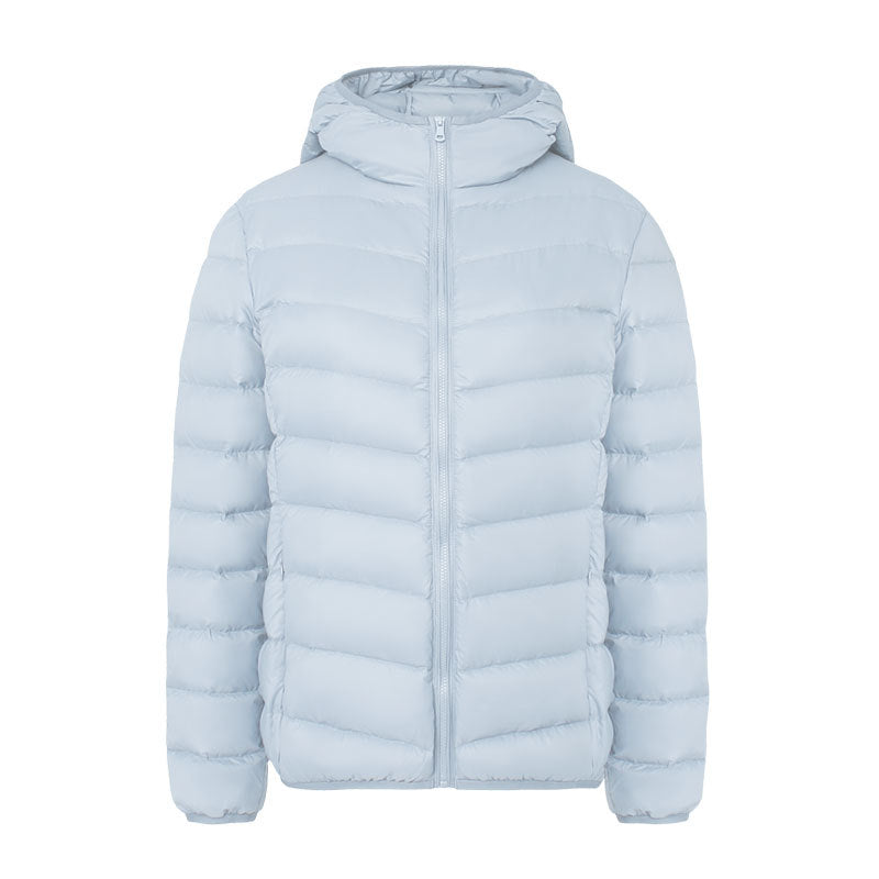 Leichte Damen-Daunenjacke mit Kapuze, wasserabweisend