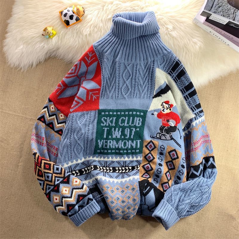 Gefütterter Strickpullover für Herren, weihnachtliches Design