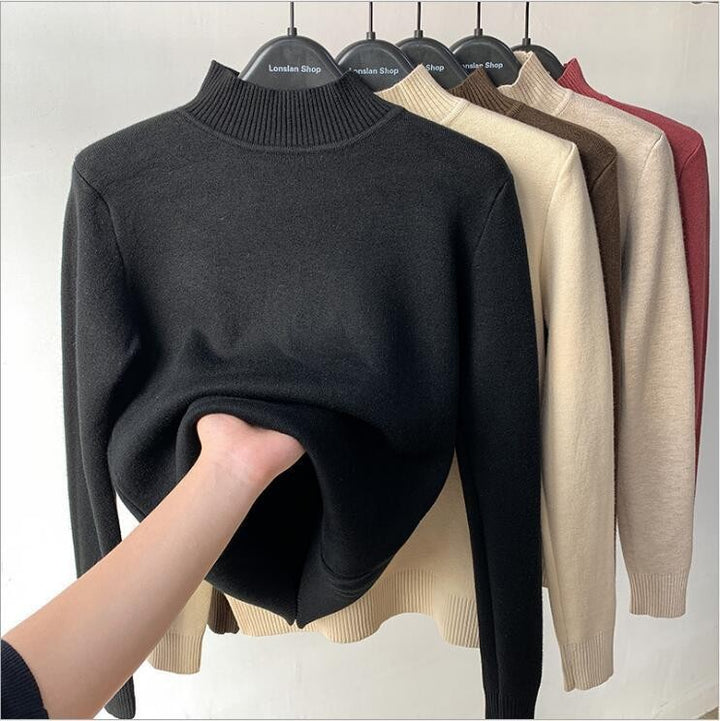 Damen-Rollkragenpullover mit Innenfleece