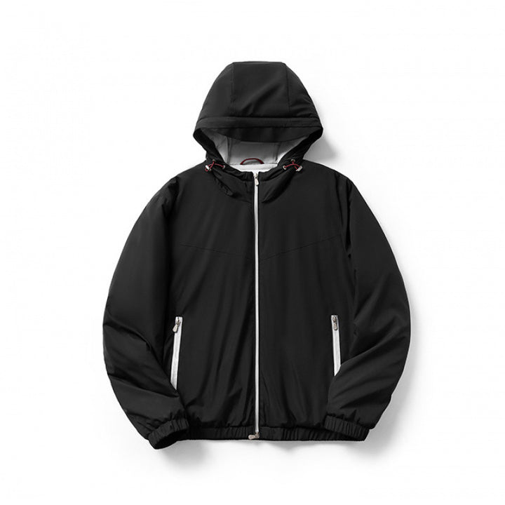 Elegante Herren-Kapuzenjacke, Wolle und Seide
