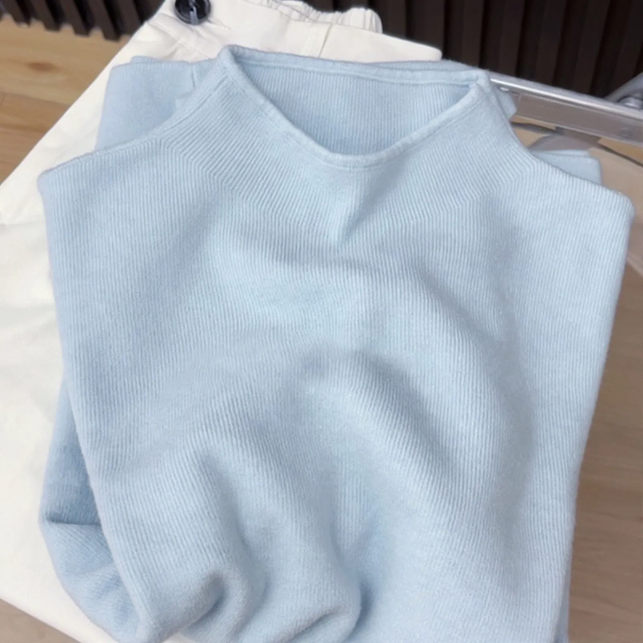 Damen-Strickpullover mit Stehkragen