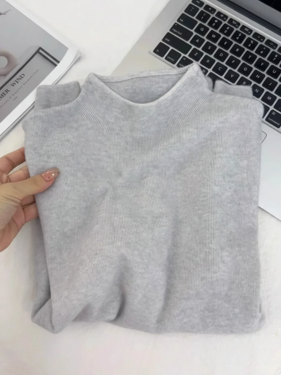 Damen-Strickpullover, Stehkragen, weich