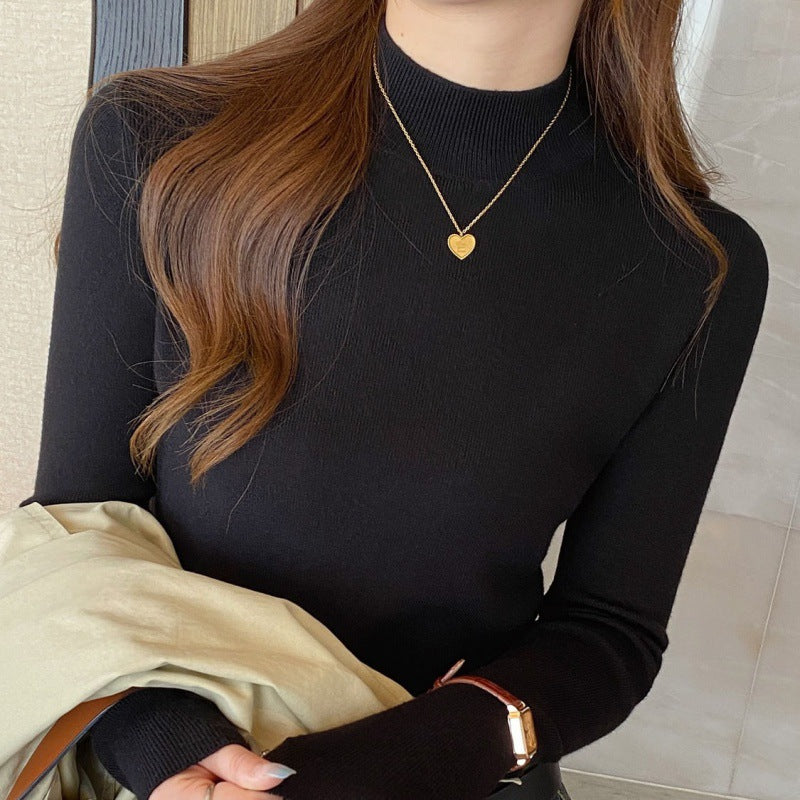 Damen-Strickpullover, Stehkragen, figurbetont