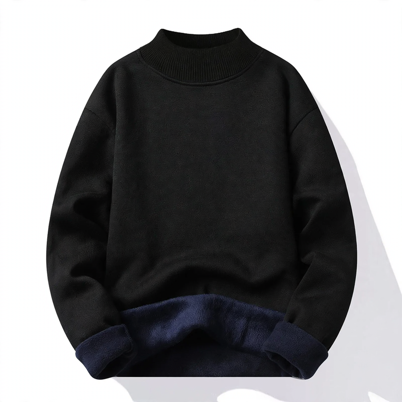 Herren-Pullover mit Stehkragen, gefüttert, locker