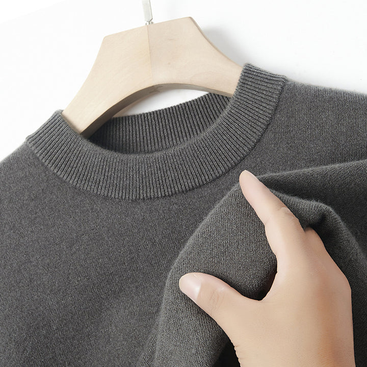 Herren-Kaschmirpullover, Rundhals, einfarbig