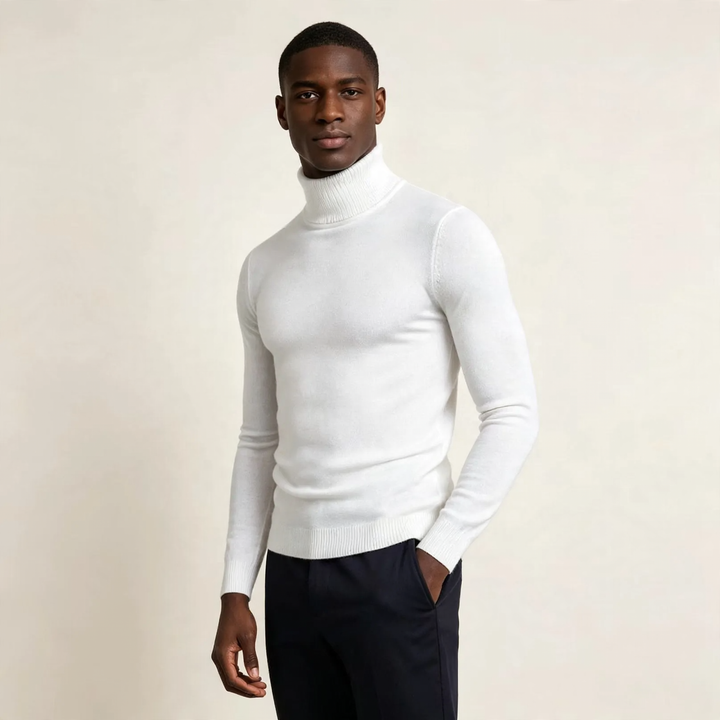 Herren-Rollkragenpullover, schmal geschnitten, elastisch