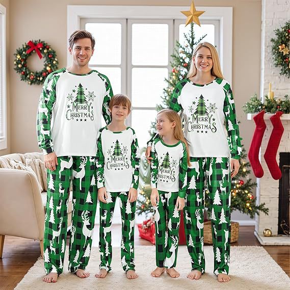 Familien-Pyjama-Set, weihnachtliches Karomuster