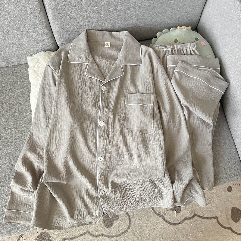 Herren-Pyjama-Set, Baumwoll-Musselin, Langarm, kariert