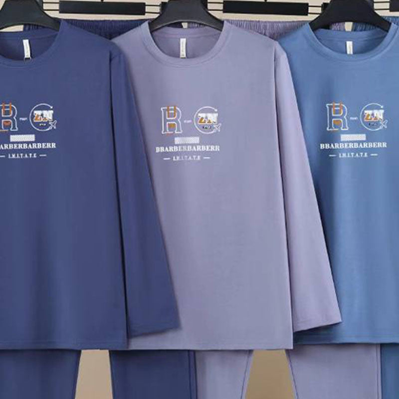 Herren-Pyjama-Set aus gekämmter Baumwolle, elastisch