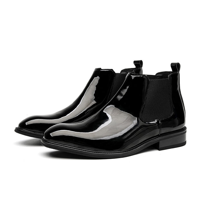 Herren-Chelsea-Stiefel, Lackleder-Optik