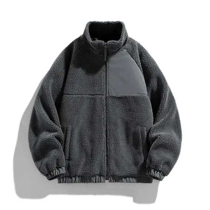 Unisex Lammfell-Jacke mit Stehkragen, gefüttert