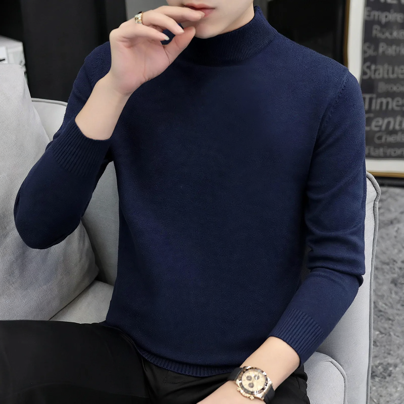 Herren-Strickpullover mit halbem Kragen, wärmeisolierend