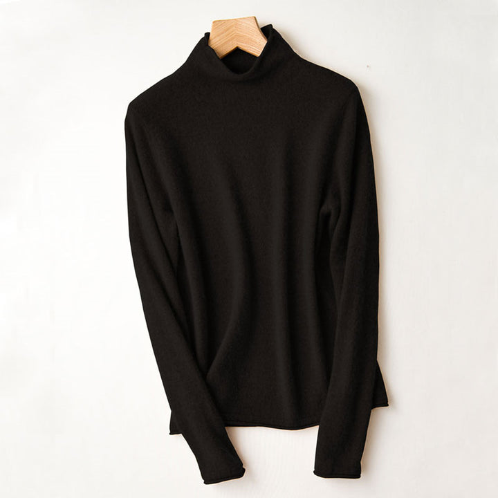 Wollpullover mit Rollsaum und Stehkragen