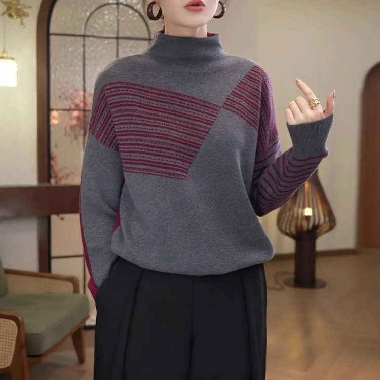 Wendbarer Strickpullover für Damen, zweifarbig