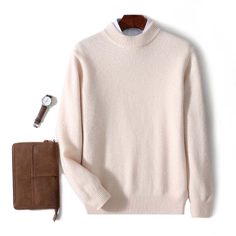 Herren-Wollpullover, Stehkragen, Business-Casual