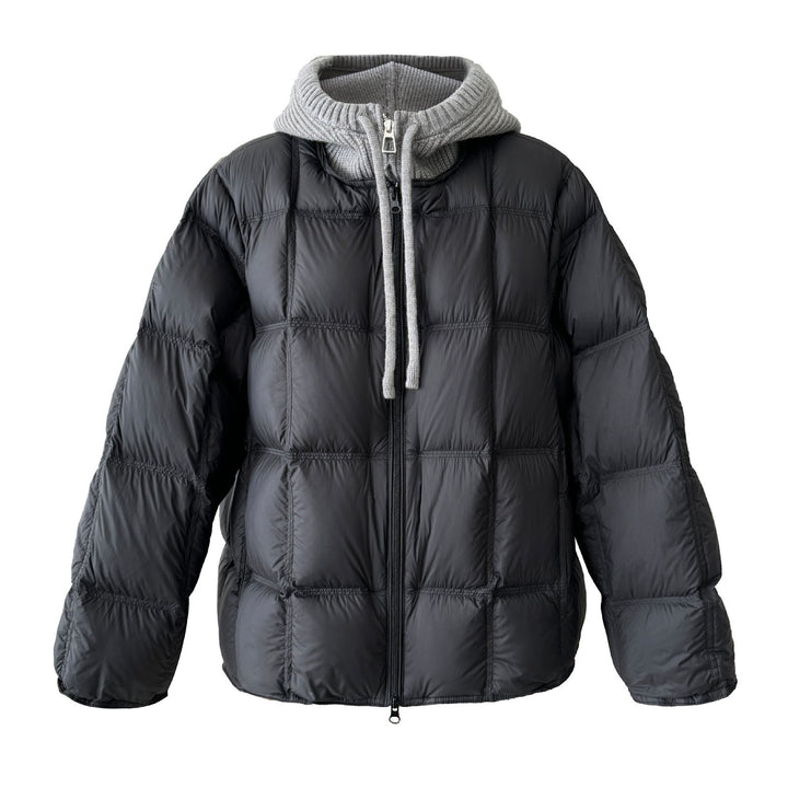 Daunenjacke für Damen mit Strickkapuze und Entenfedern
