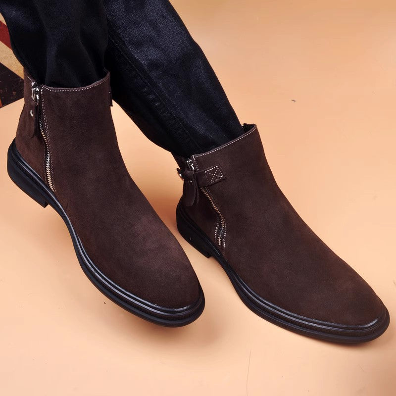 Herren-Lederstiefel, gefüttert, im britischen Stil