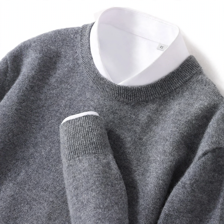 Herren-Wollpullover mit Rundhalsausschnitt