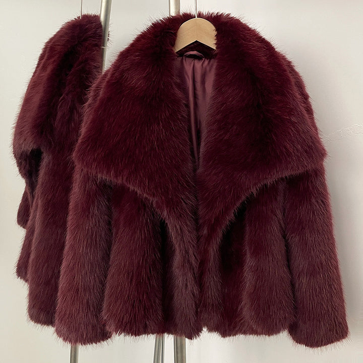 Elegante Kunstpelzjacke mit großem Revers