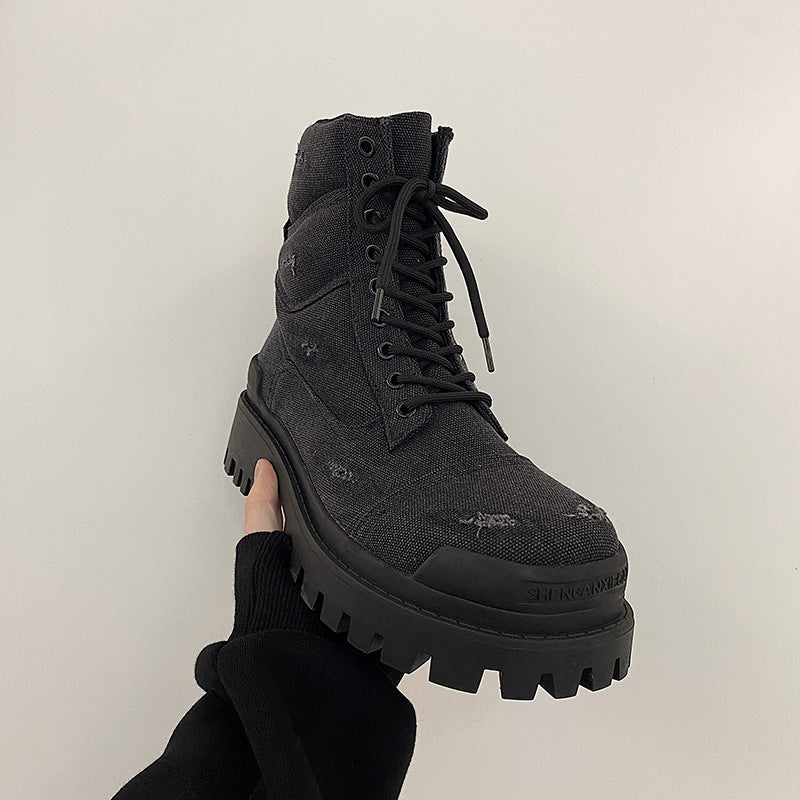 Gefütterte Herren-Canvas-Stiefel im Vintage-Look